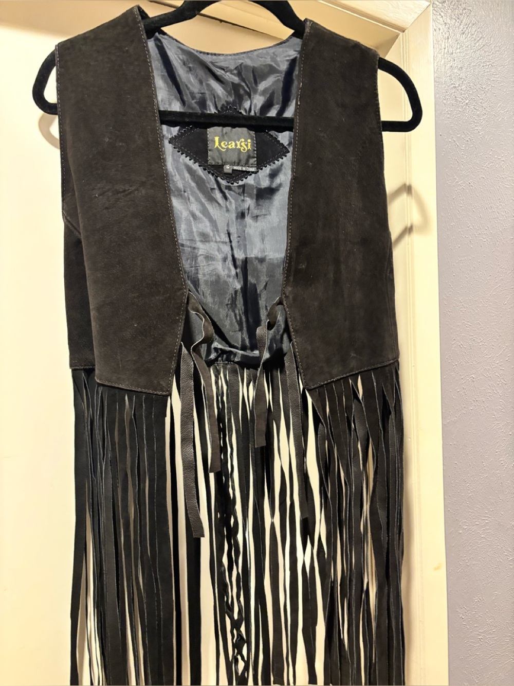 Vintage Learsi Fringed Leather Vest-Size S